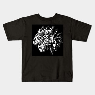 black the wild tiger in ecopop flames Kids T-Shirt